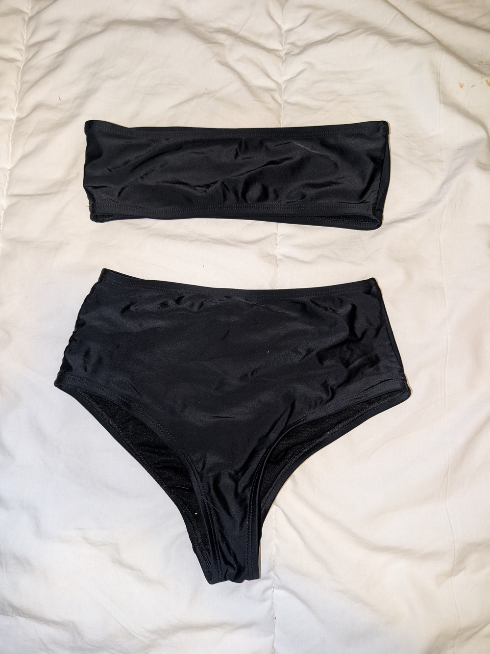Women's Black High-Waist Bandeau Bikini Set